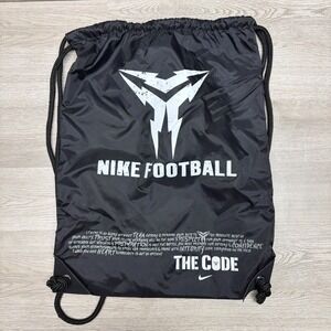 Nike Football BlackTravel Drawstring Backpack "The Code" Motivational Print Nice